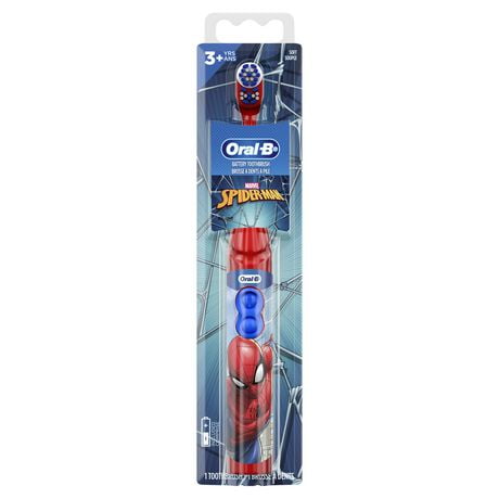 Brosse à dents à pile pour enfants Oral-B mettant en vedette les personnages de Spiderman de Marvel, souple, pour les enfants de 3 ans et plus 1 unités