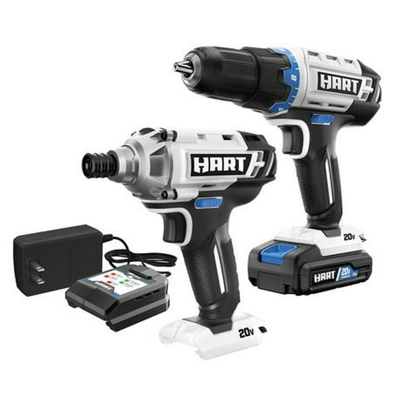 HART 20-Volt Cordless 2-Piece 1/2-inch Drill and Impact Driver Combo Kit (1) 1.5Ah Lithium-Ion Battery, HART 20V Cordless System