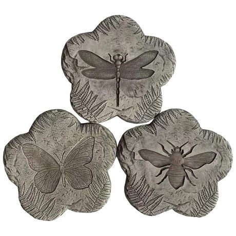Angelo Décor Nature Themed Stepping Stones, Set of 3, 10-inch Diameter