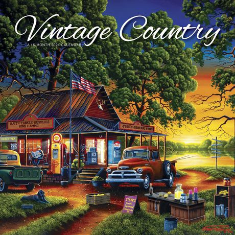 Hopper Studios Vintage Country 2024 12x24 Inch Square Wall Calendar   6000207090655 