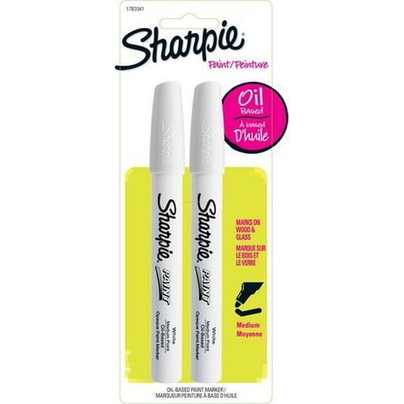 Sharpie Oil-Based Medium Point Paint Markers, White, 2-Pack, Oil-based paint markers