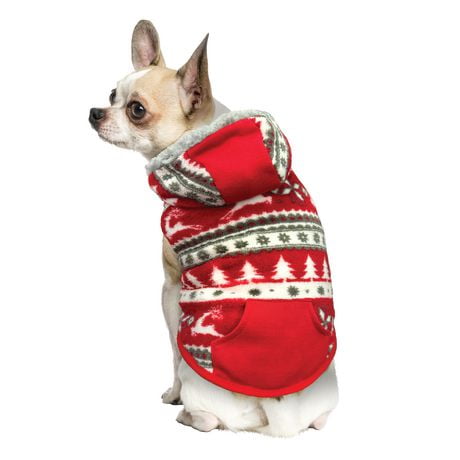 Vêtements Vibrant Life pour chien: Veste à capuche en polaire rouge pour l'hiver, tailles XS-XL