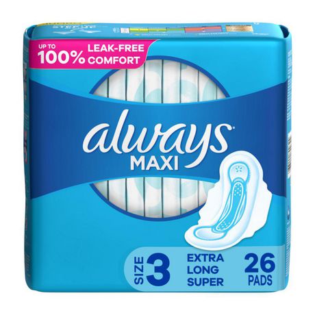 Always Maxi Daytime Pads with Wings, Size 3, Extra Long, Unscented ...