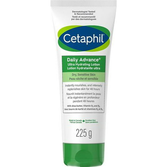 Cetaphil DailyAdvance Ultra Hydrating Lotion With Shea Butter and Vitamin E | 48hr Hydration | For Dry and Sensitive Skin, 225g