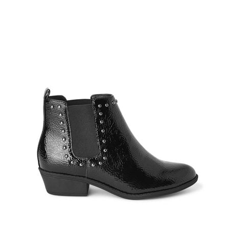black patent ankle boots