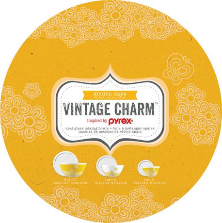 6-pc PYREX Vintage Charm GOLDEN DAYS Mixing Bowl Set OPAL GLASS *Butterfly Gold 