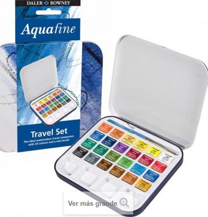 Aquafine DALER-ROWNEY Set de voyage aquarelle 12 demi-godets et 1 pinceau 