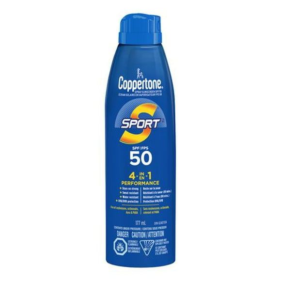 Coppertone Sport Sunscreen Continuous Spray SPF 50, Water Resistant, 177ml