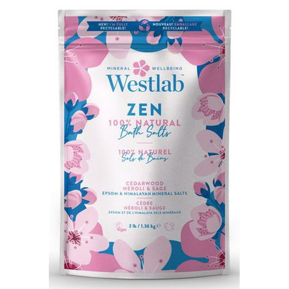 Westlab Zen - Sels de Bain d'Epsom et de l'Himalaya au Cèdre, Néroli & de sauge | 100% naturel, 100% végan, 100% exempt d'acte de cruauté envers les animaux 1,36 kg (3 livres)