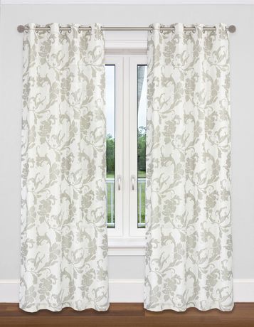 LJ Home Fashions Lisi Semi Sheer Floral Scroll Print Grommet Curtain ...