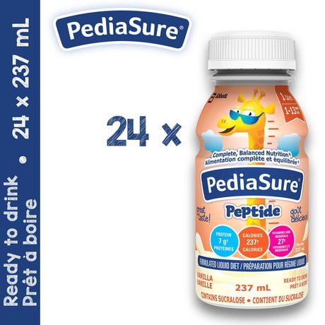 PediaSure® Peptide 1 Cal, préparation pour régime liquide, vanille, 24/caisse, 5688 mL