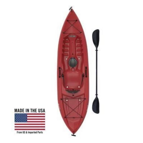 LIFETIME - Kayak de pêche Tamarack avec pagaie, 120 pouces, rouge