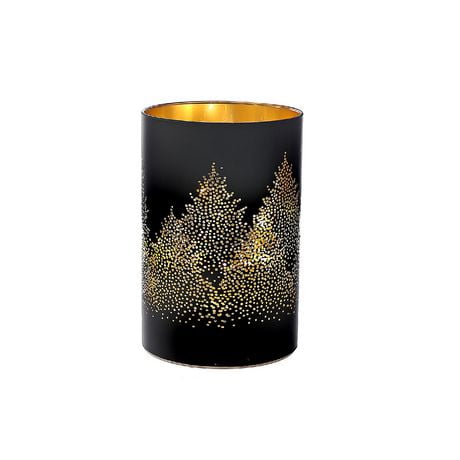 Christmas Led Black Glass Stand Forest 6"