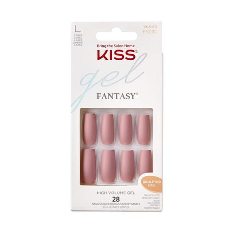 KISS Gel Fantasy - Fake Nails, 28 Count, Long, High Volume.