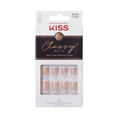 KISS Classy - Fake Nails, 28 Count, Medium, French nails.