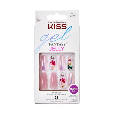 KISS Gel Fantasy - Jelly Cookie - Fake Nails, 28 Count, Long | Walmart ...