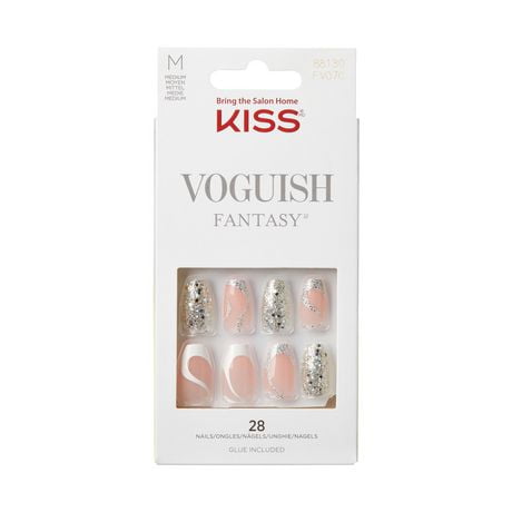 KISS Voguish Fantasy Nails - Fake Nails, 28 Count, Medium