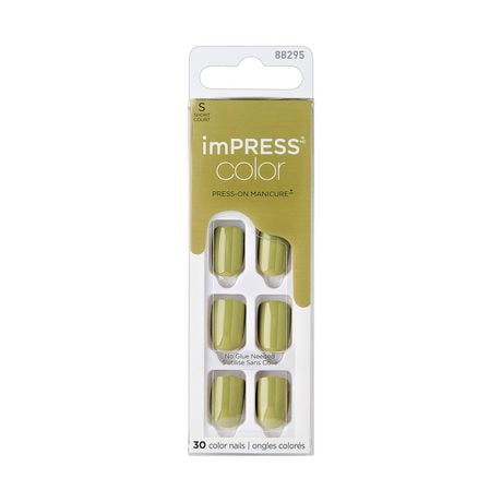 KISS ImPRESS Color - Fake Nails, 30 Count, Short, Gel in minutes