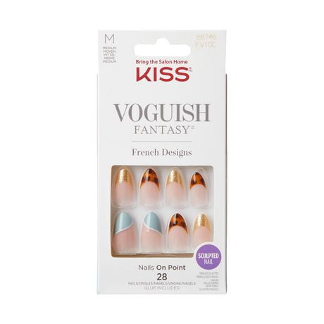 KISS Voguish Fantasy Nails - Fake Nails, 28 Count, Medium, Ready-to-wear gel manicure
