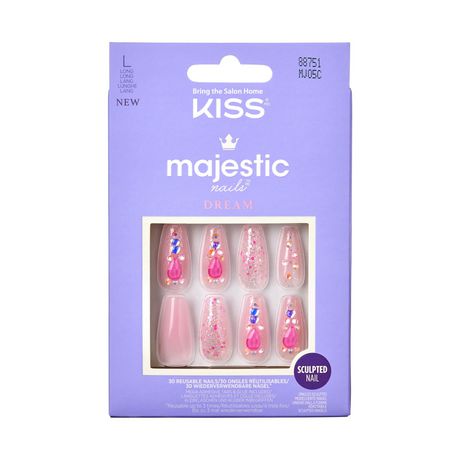 KISS Majestic - Lovely Bubbly - Fake Nails, 30 Count, Long, DIY ...