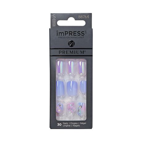 KISS ImPress Premium - Ice Crystals - Fake Nails, 30 Count, Short ...