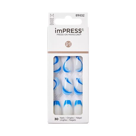KISS ImPRESS Press-On - Fake Nails, 30 Count, Medium