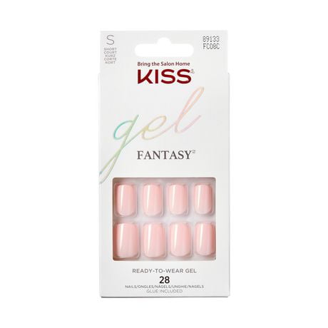 KISS Gel Fantasy - Fake Nails, 28 Count, Short