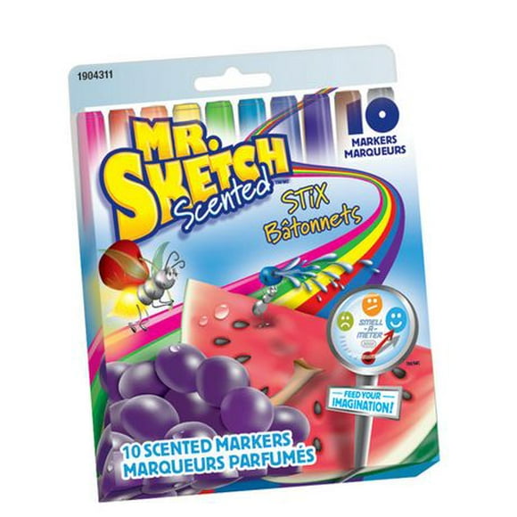 Mr. Sketch Stix marqueurs lavable parfumée, Paq/10, couleurs assorties