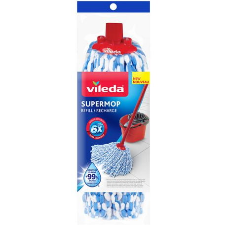 Recharge Vadrouille SuperMop Vileda- Lavable et Réutilisable Recharge Vadrouille, Microfibre