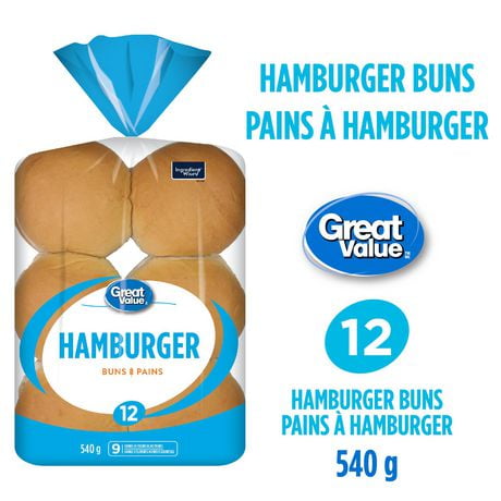 Pains à hamburger de Great Value Paquet de 12, 540 g