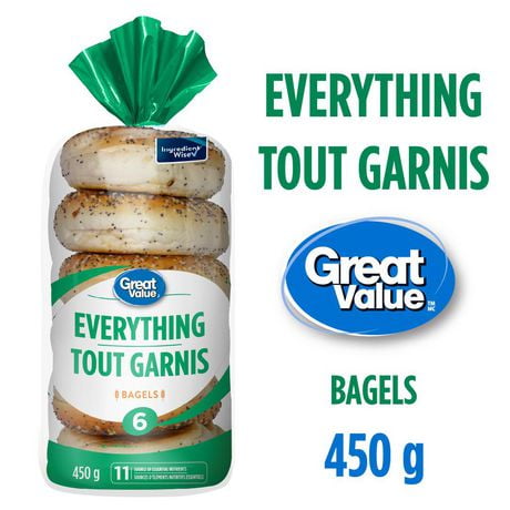 Great Value Everything Bagels, 6 pk, 450 g