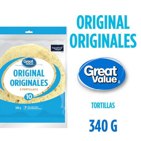 Tortillas originales 7" de Great Value Paquet de 10, 340 g