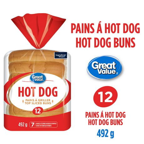 Pains à hot dog de Great Value Paquet de 12, 492 g