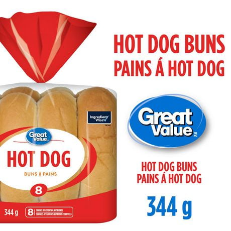 Great Value Hot Dog Buns, 8 pk, 516 g