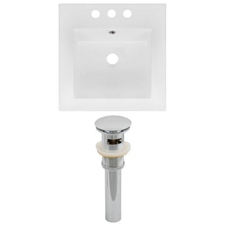 American Imaginations 35.5-in. W 1 Hole Ceramic Top Set In White Color - Overflow Drain Incl. AI-15561