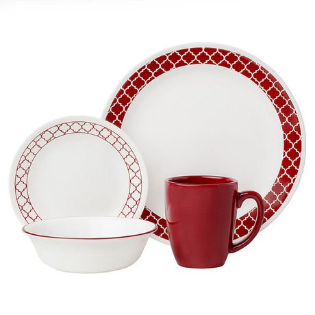 Corelle® Crimson Trellis Dinnerware Set 16pc | Walmart Canada