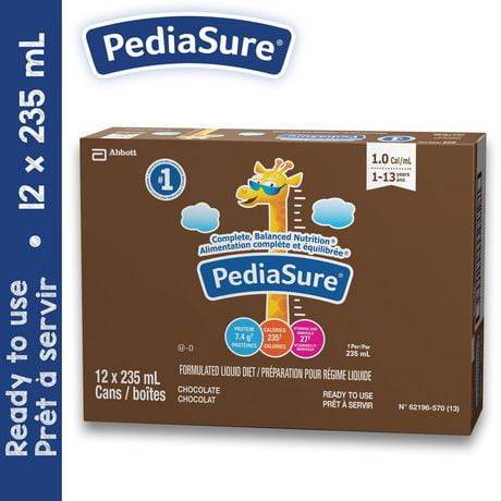PediaSure®, préparation pour régime liquide, chocolat, 12/caisse, 2820 mL 12 x 235 mL (emballage de 12)