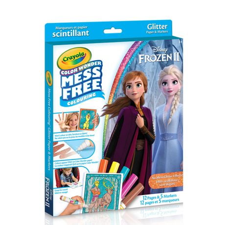 Crayola Color Wonder Mess-Free Glitter Paper & Markers Kit, Disney Frozen 2, Mess free Frozen 2 Colouring
