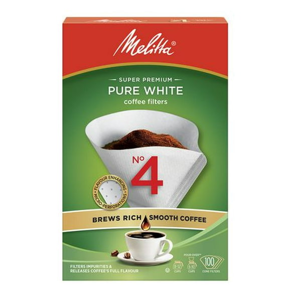 Melitta Cone Coffee Filters - No 4/100 Ct, 100 white filters