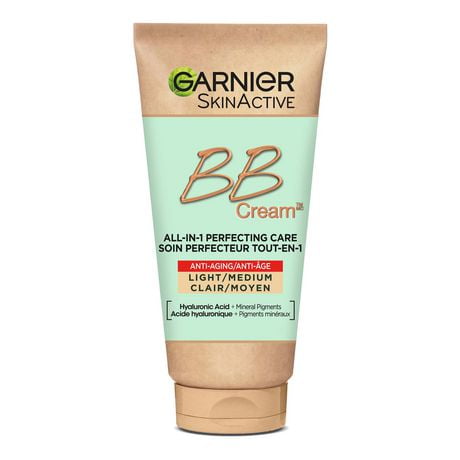 Garnier SkinActive BB Cream Anti-Aging with Hyaluronic Acid & Aloe, Light/Medium, 50ml, New coverage lets skin breathe