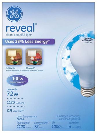 GE reveal® 72 Watts 4 Bulbs Pack - 100 Watt Replacement | Walmart Canada