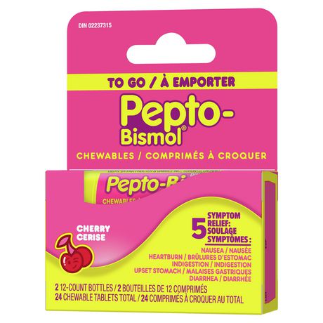 Pepto To Go Chewable Tablets For Nausea, Heartburn, Indigestion, Upset  Stomach, And Diarrhea Relief, Cherry Flavor | Walmart Canada