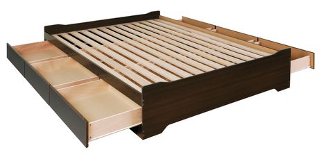 Espresso Platform Storage Bed, Queen Bed Frames With Storage Canada