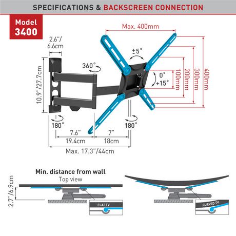 Barkan Curved / Flat Panel Dual Arm Full Motion TV Wall Mount | Walmart ...