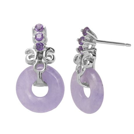 Argent Sterling Coeur Ouvert Et Gemstone Stud post Boucles d/'oreilles Améthyste