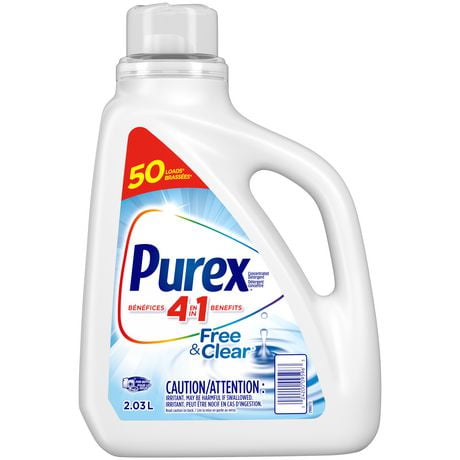 Purex 4 in 1 Liquid Laundry Concentrated Detergent, Free & Clear, 2.03 L