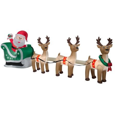 Airblown 12.5' Inflatable Santa Sleigh And Reindeer Scene | Walmart Canada