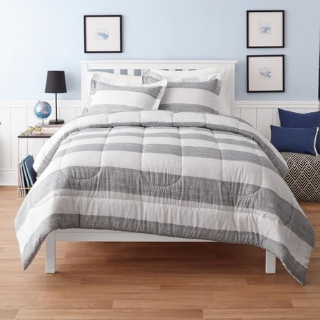 Mainstays Kids Grey White Stripe Comforter Set Double Queen