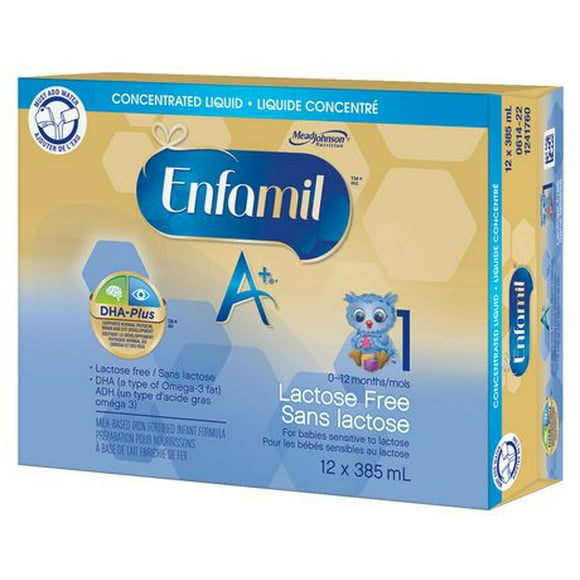 Préparation pour nourrissons Enfamil A+® Sans lactose, liquide concentratré 385mL (emballage de 12)