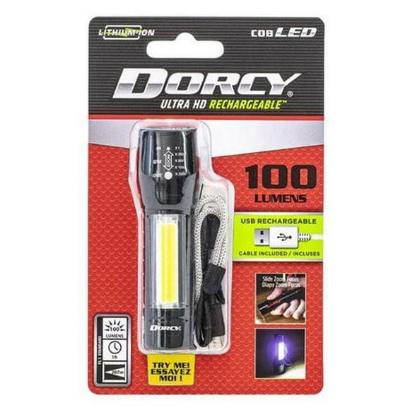 Dorcy 100 Lumen Ultra HD USB lampe de poche avec la lumière de zone Ultra HD rechargeable